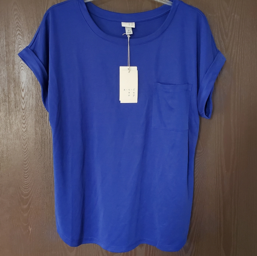 Blue Cuffed Sleeve Shirt